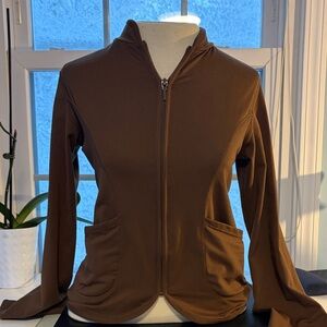 Brown Zip-Up Jacket small long sleeve with pockets